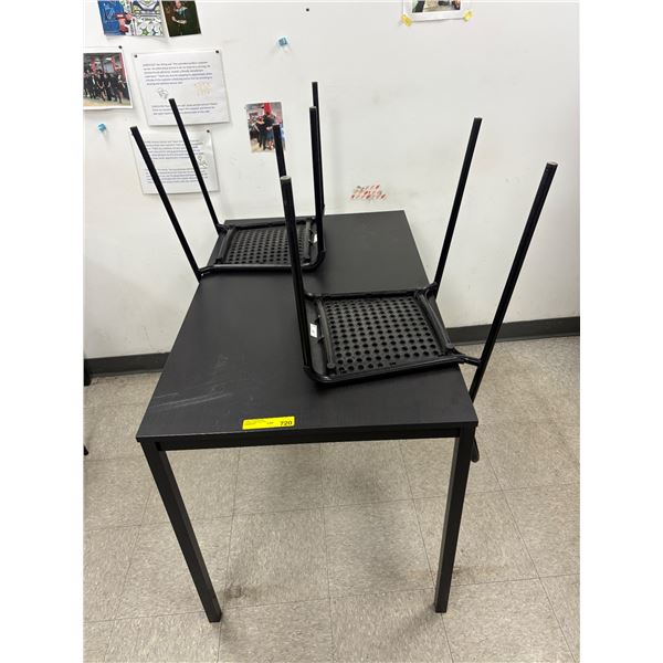 L2 - IKEA Breakroom set includes a Rectangular Table paired with Two Matching Black Chairs