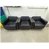 Image 1 : L2 - Set of 3 Black Leather Club chairs