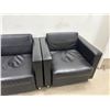 Image 4 : L2 - Set of 3 Black Leather Club chairs
