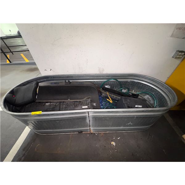 L2 - Galvanized Metal Stock Tank includes an assortment of automotive parts and hardware components