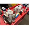Image 2 : L2 - Red Plastic Rolling Utility Service Cart Loaded with Automotive Detailing Chemicals and Supplie