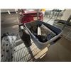 Image 5 : L2 - Chrome Wire Rolling Storage Rack Loaded with Assorted Child Safety Seats and Miscellaneous Gear