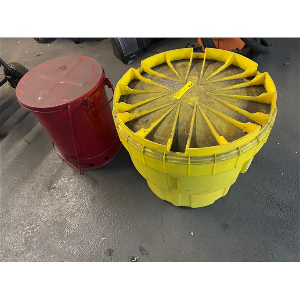 L2  - Justrite Red Oily Waste Can and Zenith Yellow 20-Gallon Universal Spill Kit