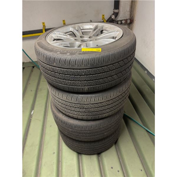 L2 - Set of 4 Continental ProContact RX Tires (255/45R19 104W) Mounted on Tesla Alloy Rims
