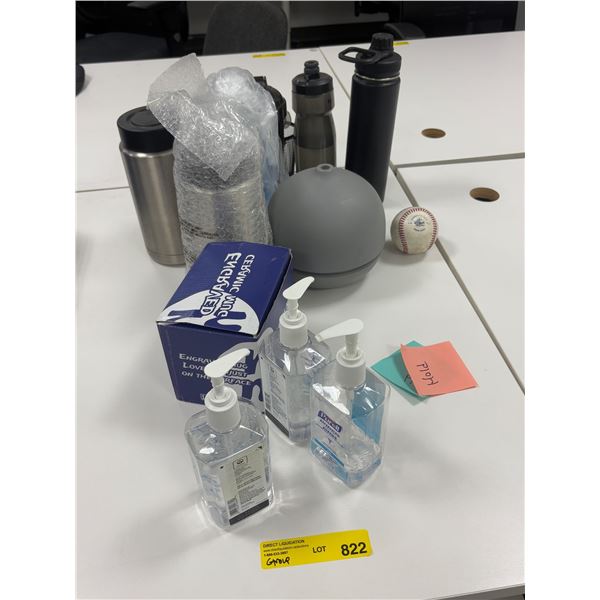 L2 - Group of assorted water bottles, Thermoses, Sanitizers