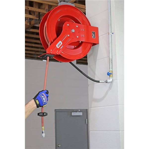 L2 - Industrial Air Hose Reels (3 pcs) -  Total approx. Value $1,125  / Various sizes & Brand, Bidde