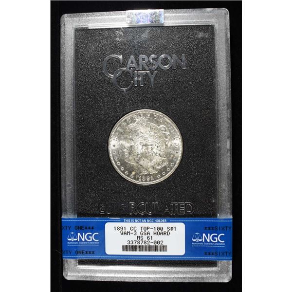 1891-CC MORGAN DOLLAR GSA NGC MS-61 VAM-3
