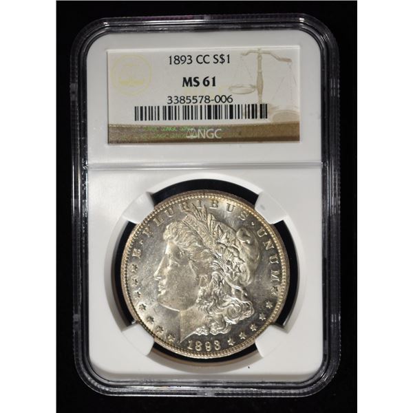 1893-CC MORGAN DOLLAR NGC MS-61