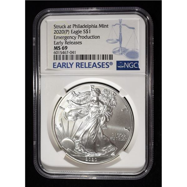 2020(P) AMERICAN SILVER EAGLE NGC MS69