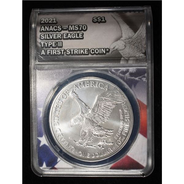 2021 AMERICAN SILVER EAGLE ANACS MS70 TYPE2