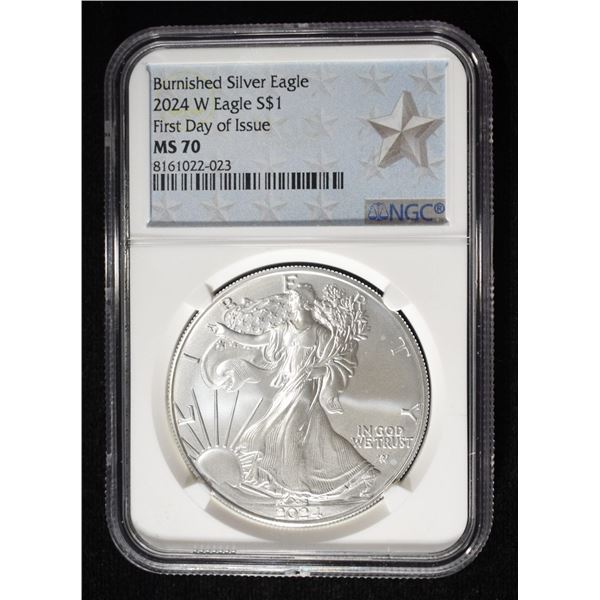 2024-W AMERICAN SILVER EAGLE NGC MS70 BURNISHED