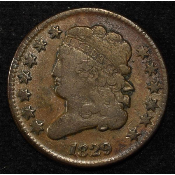 1829 HALF CENT VF