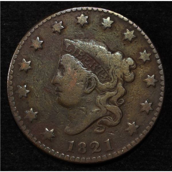 1821 LARGE CENT VG/F