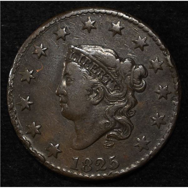 1825 LARGE CENT VF RIM DINGS
