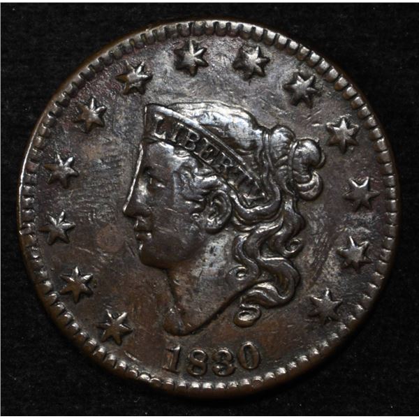 1830 LARGE CENT VF