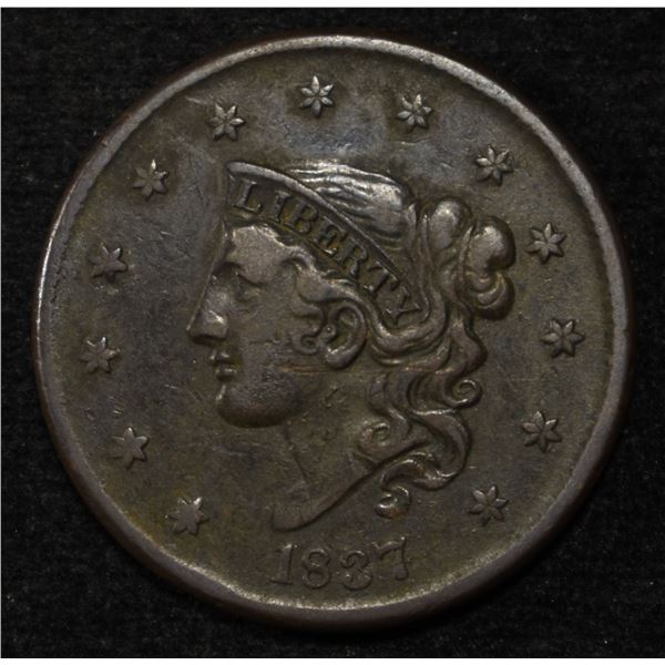 1837 LARGE CENT XF