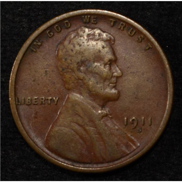 1911-S LINCOLN CENT XF