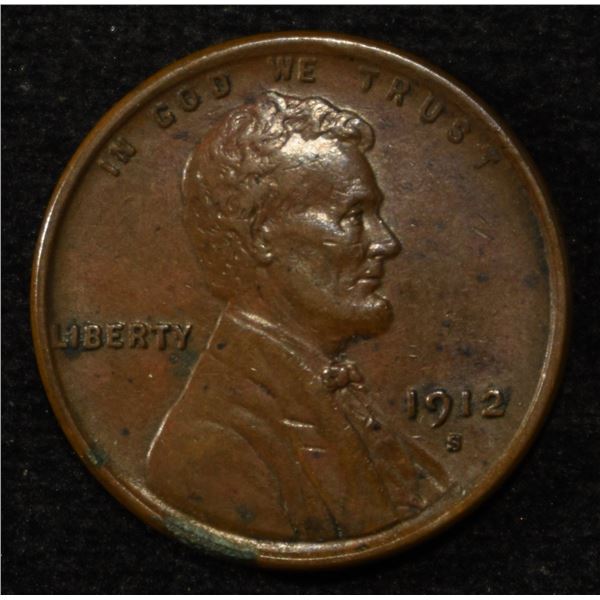 1912-S LINCOLN CENT AU