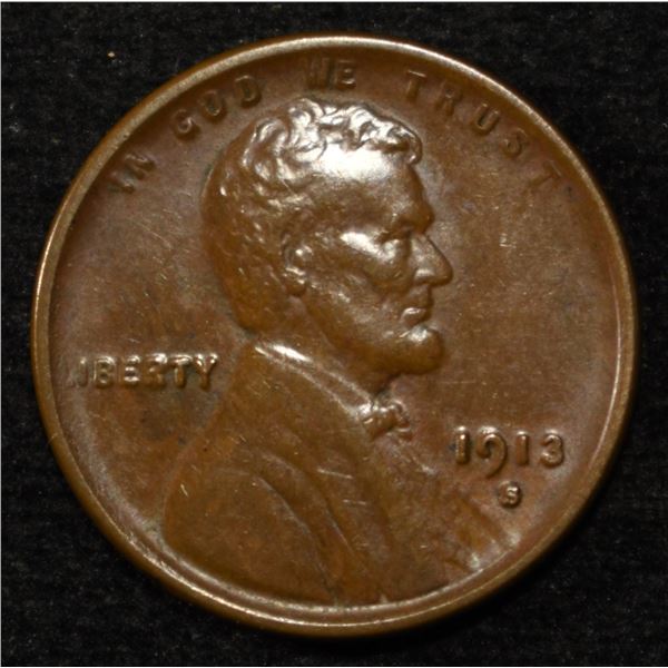 1913-S LINCOLN CENT AU