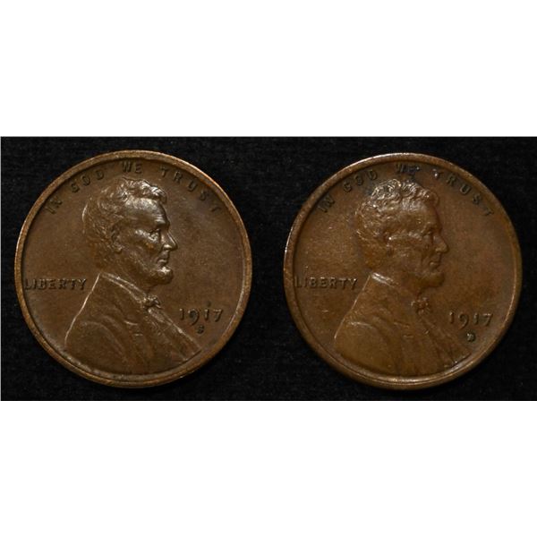 1917-D AU & 1917-S AU/BU LINCOLN CENTS