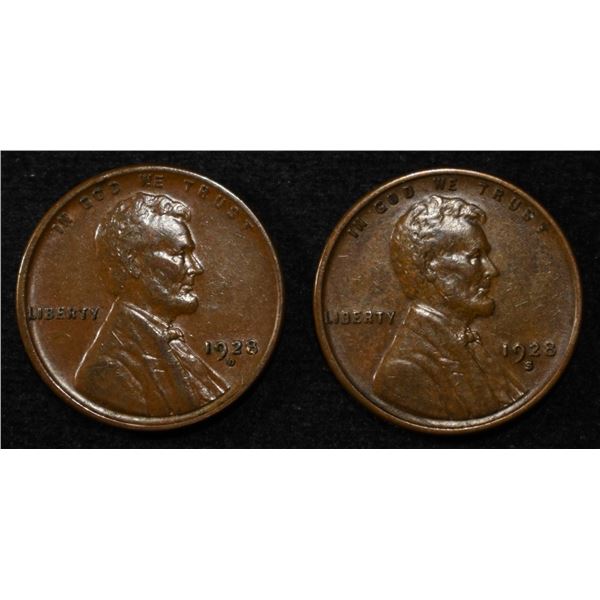 1928-D,S LINCOLN CENTS AU/BU