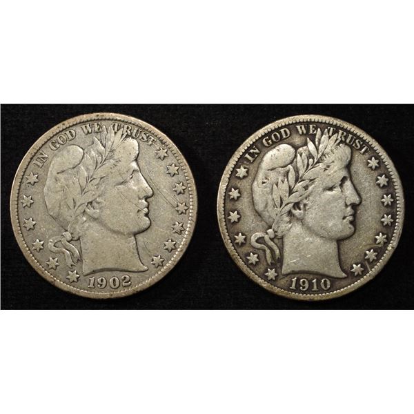 1902 & 1910-S BARBER HALF DOLLARS FINE SCRATCHES