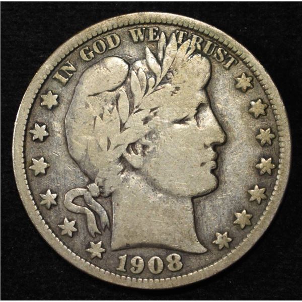 1908-S BARBER HALF DOLLAR FINE