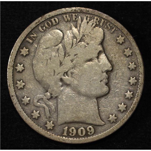 1909-S BARBER HALF DOLLAR FINE