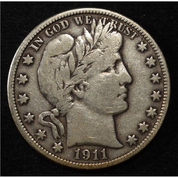 1911-D BARBER HALF DOLLAR VF