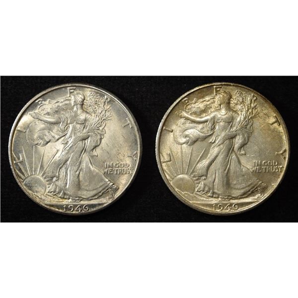 1946-D,S WALKING LIBERTY HALF DOLLARS AU/BU