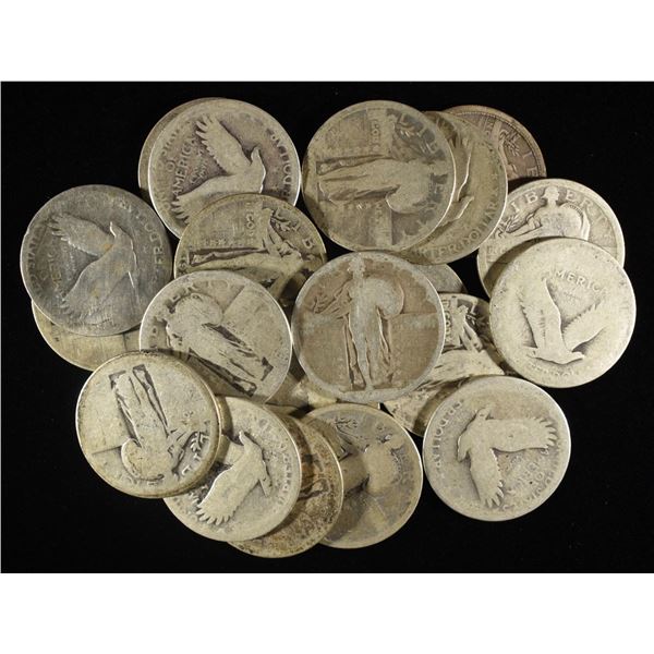 (20) 90% SILVER STANDING LIBERTY QUARTERS