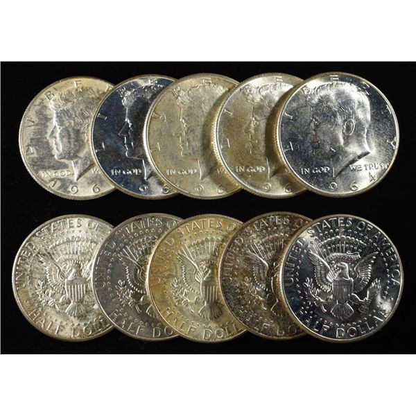 (10) KENNEDY HALF DOLLARS 90% SILVER