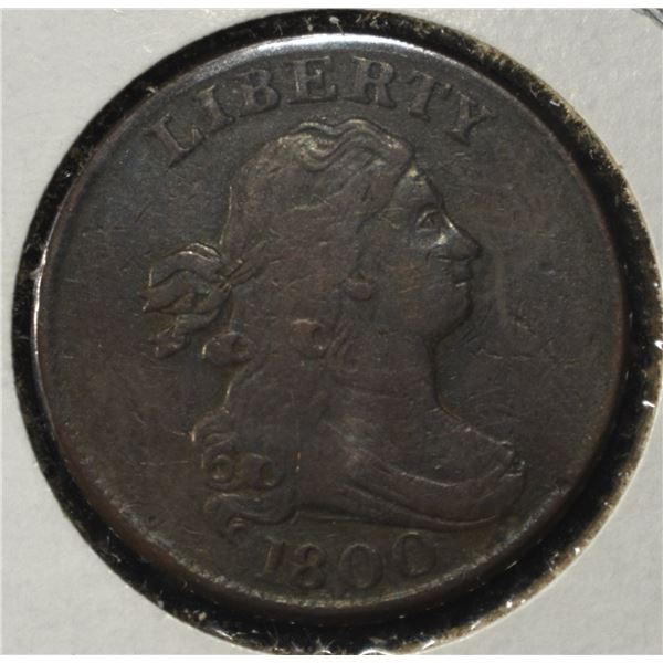 1800 DRAPED BUST HALF CENT XF