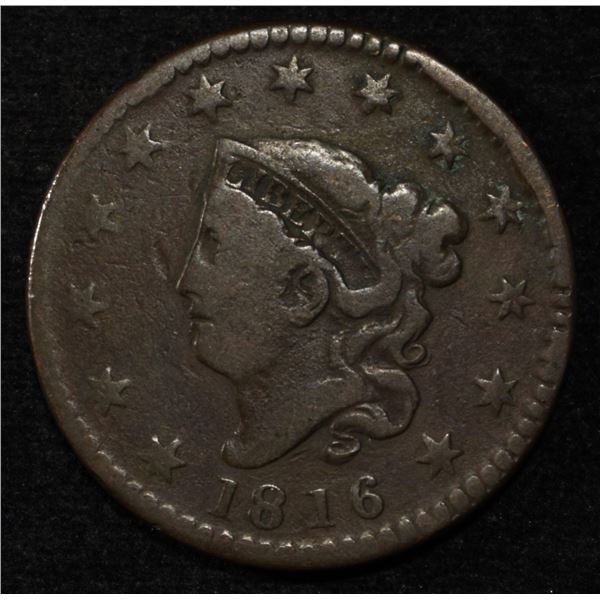 1816 CORONET HEAD LARGE CENT FINE