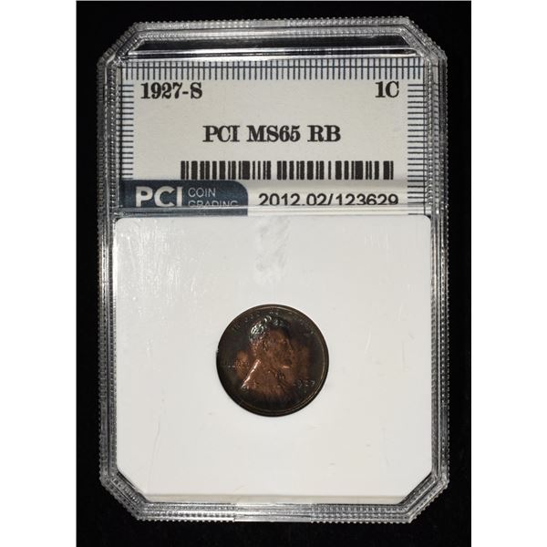 1927-S WHEAT CENT PCI GEM BU RB