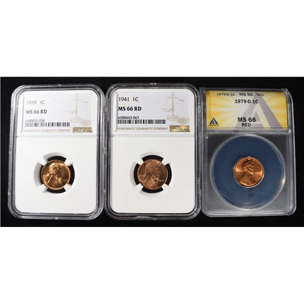 (3) GRADED LINCOLN CENTS
