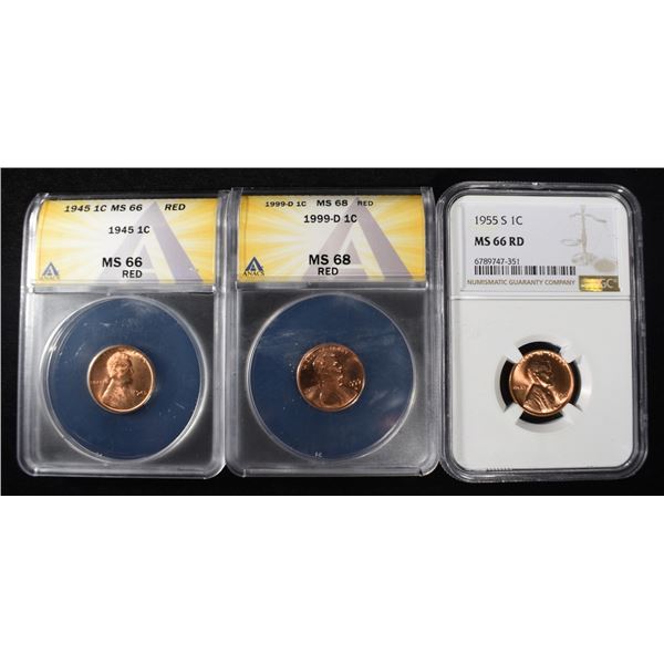 (3) GRADED LINCOLN CENTS