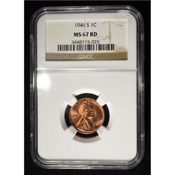 1946-S WHEAT CENT NGC MS67 RD