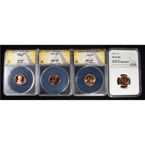 (4) GRADED LINCOLN CENTS