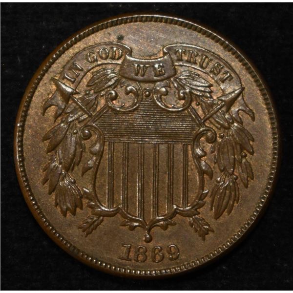 1869 2-CENT BN GEM BU