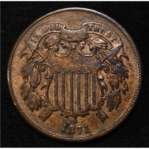 1871 2-CENT PIECE NICE ORIG UNC