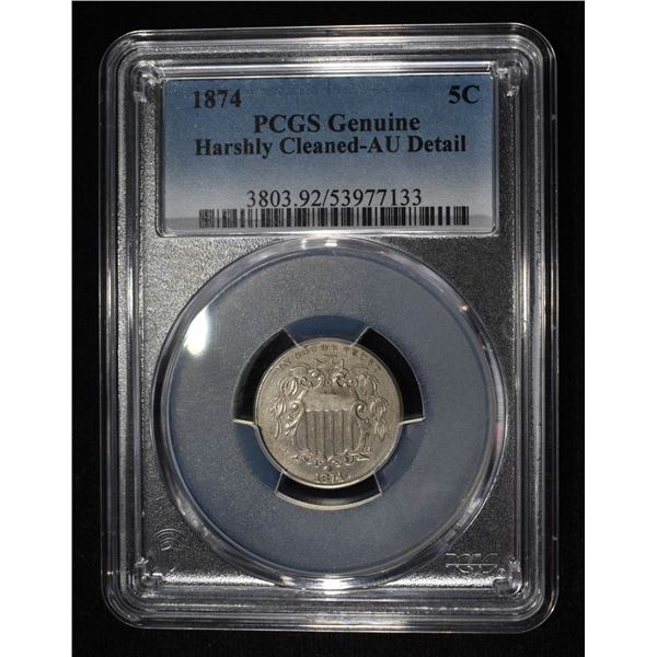 1874 SHIELD NICKEL PCGS GENUINE