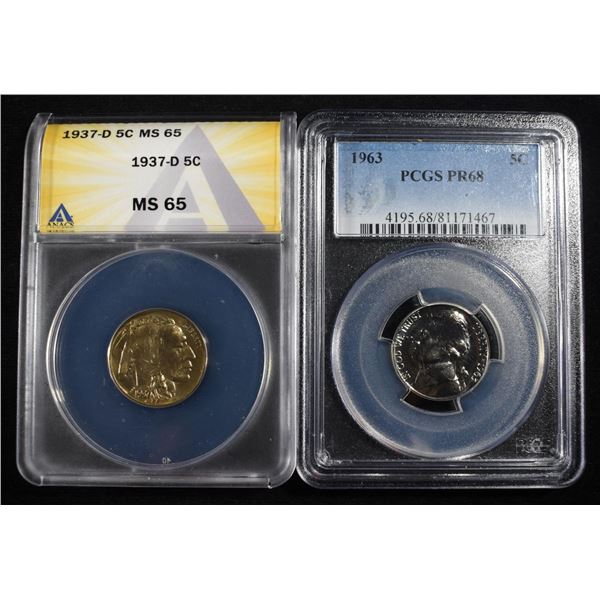 (2) GRADED NICKELS