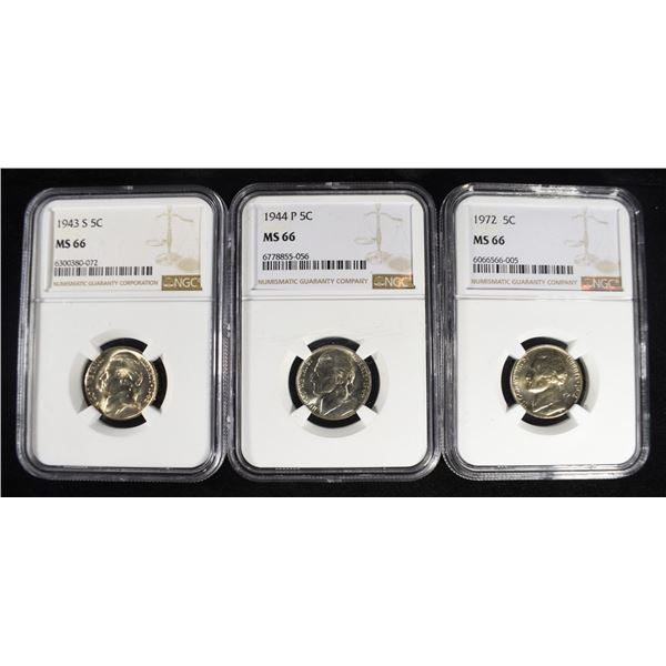 (3) NGC GRADED NICKELS LOT