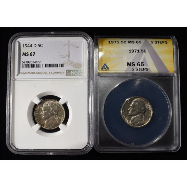 (2) GRADED NICKELS LOT
