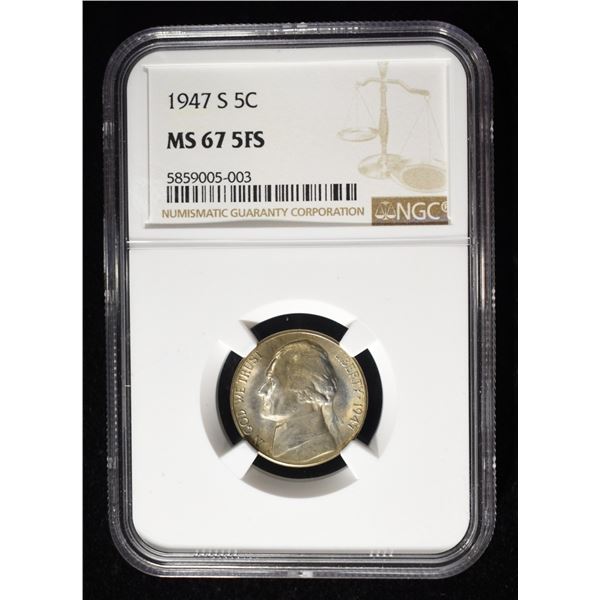 1947-S JEFFERSON NICKEL NGC MS67 5FS