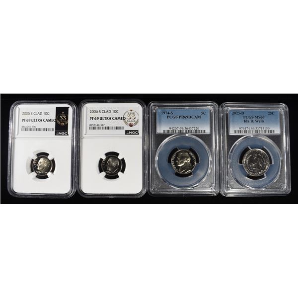 (2) PCGS GRADED COINS & (2) NGC GRADED COINS
