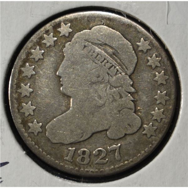 1827 CAPPED BUST DIME FINE