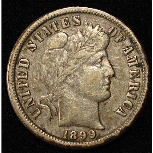 1899-O BARBER DIME LOVELY ORIG AU