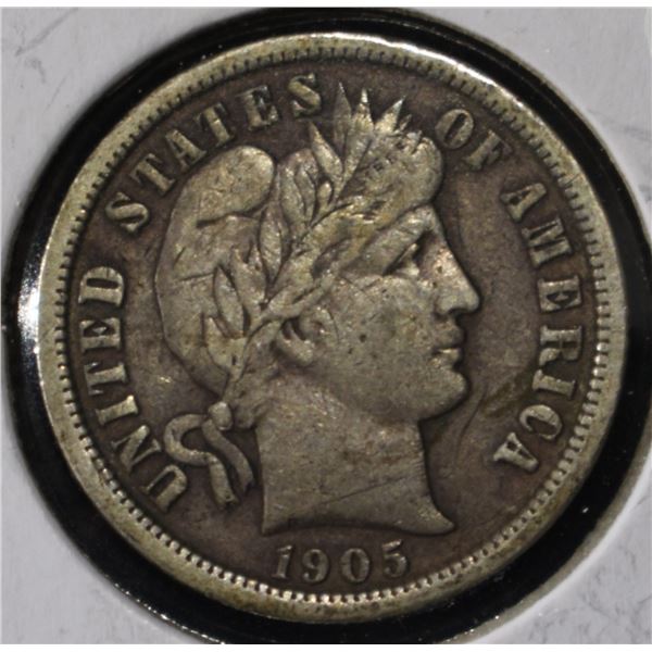 1905-S BARBER DIME XF